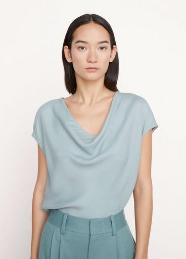 Cowl Neck Cap Sleeve Blouse image number 1