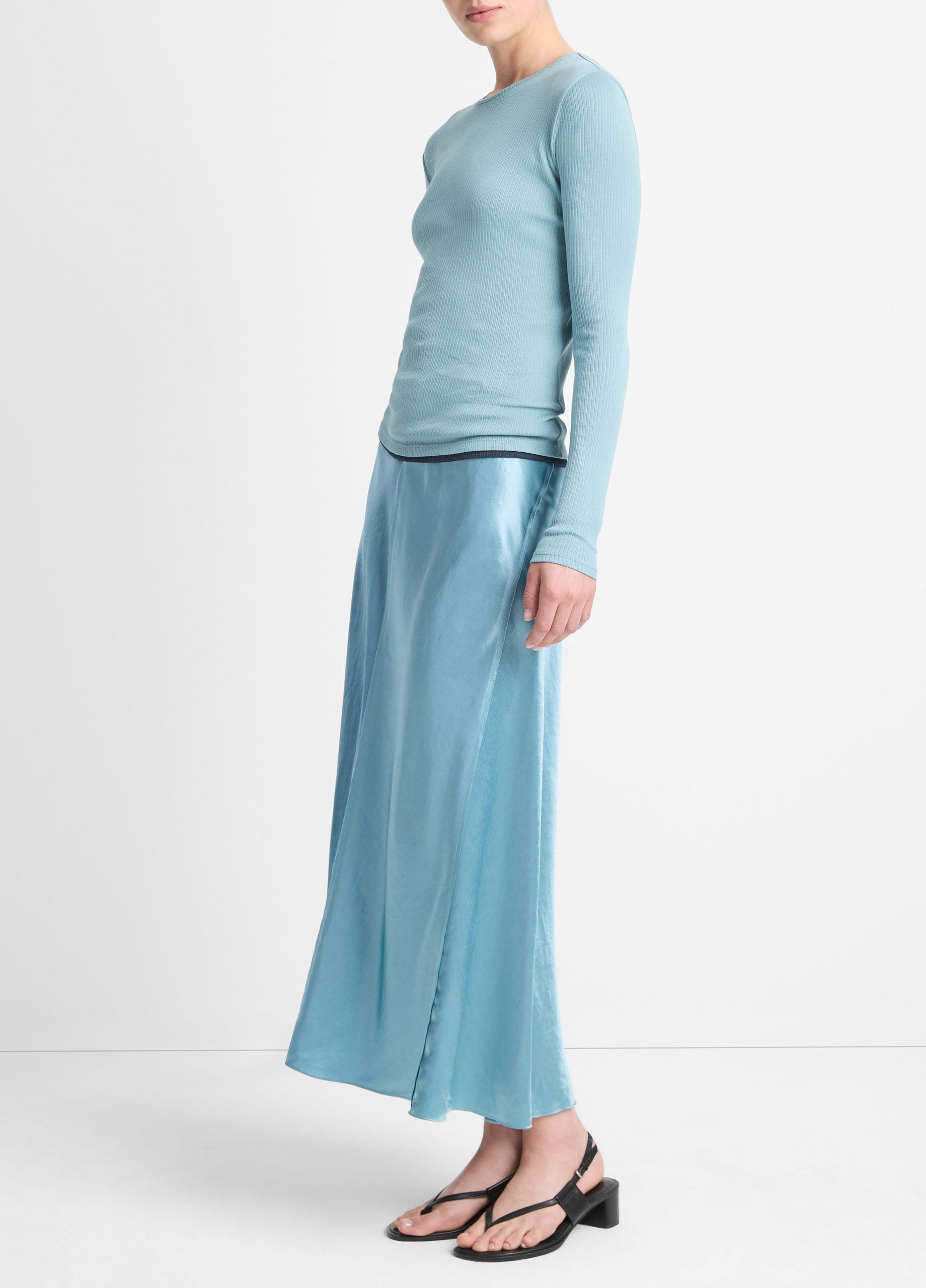 Vince paneled silk-satin midi skirt top