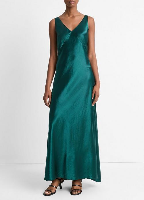 Satin V-Neck Maxi Slip Dress