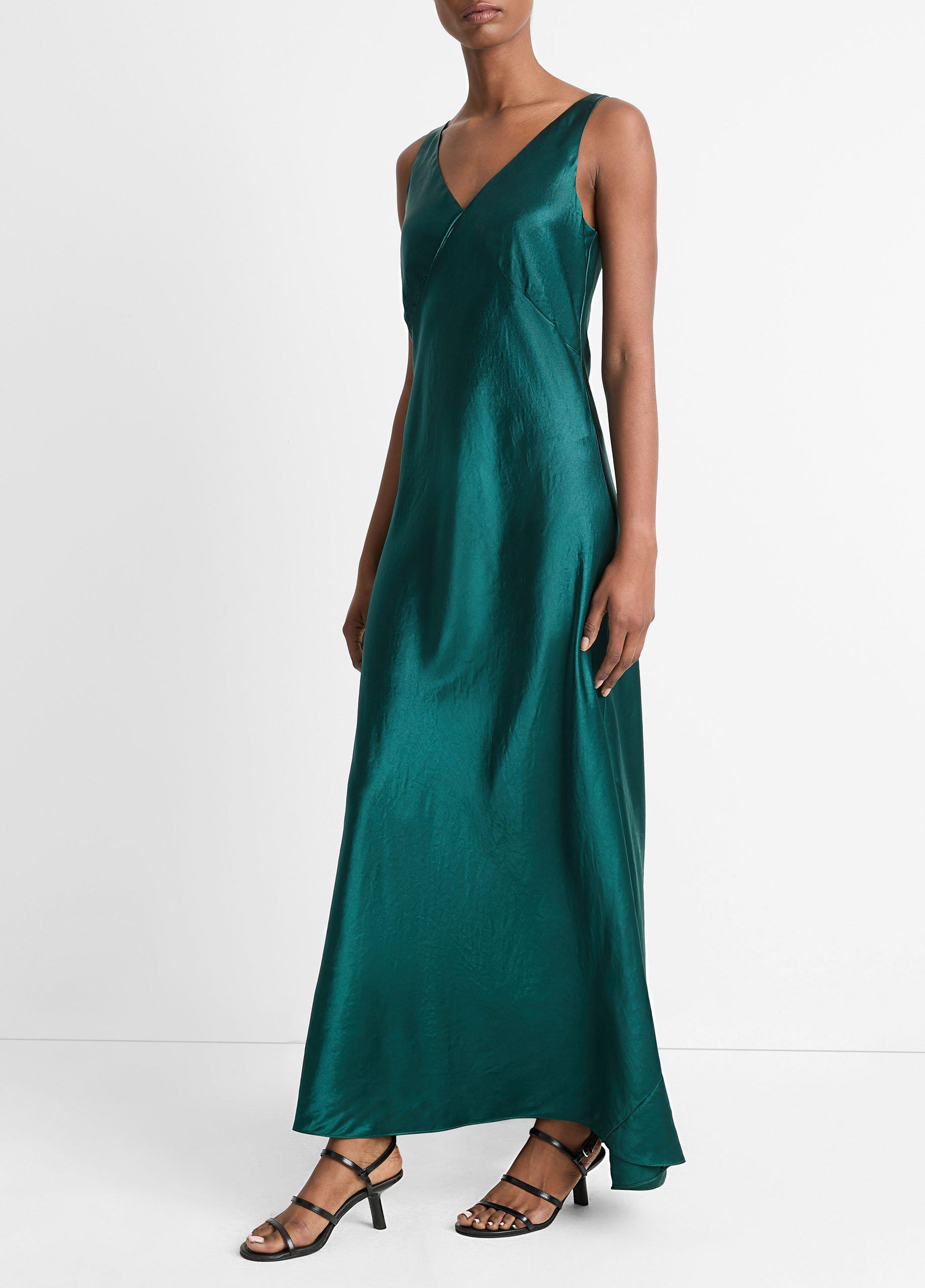 Green maxi slip dress best sale