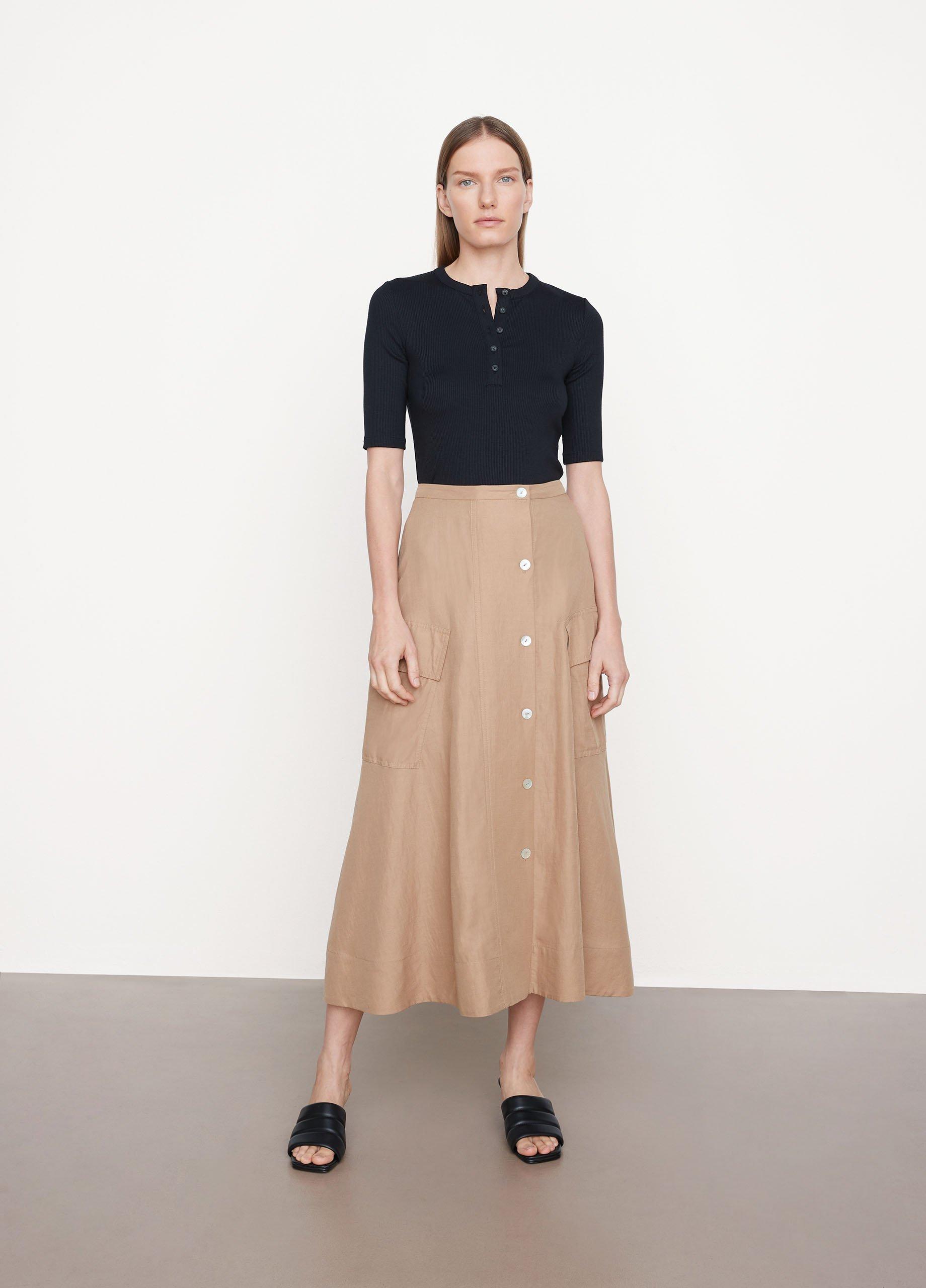 Utility Button-Front Midi Skirt image number 0