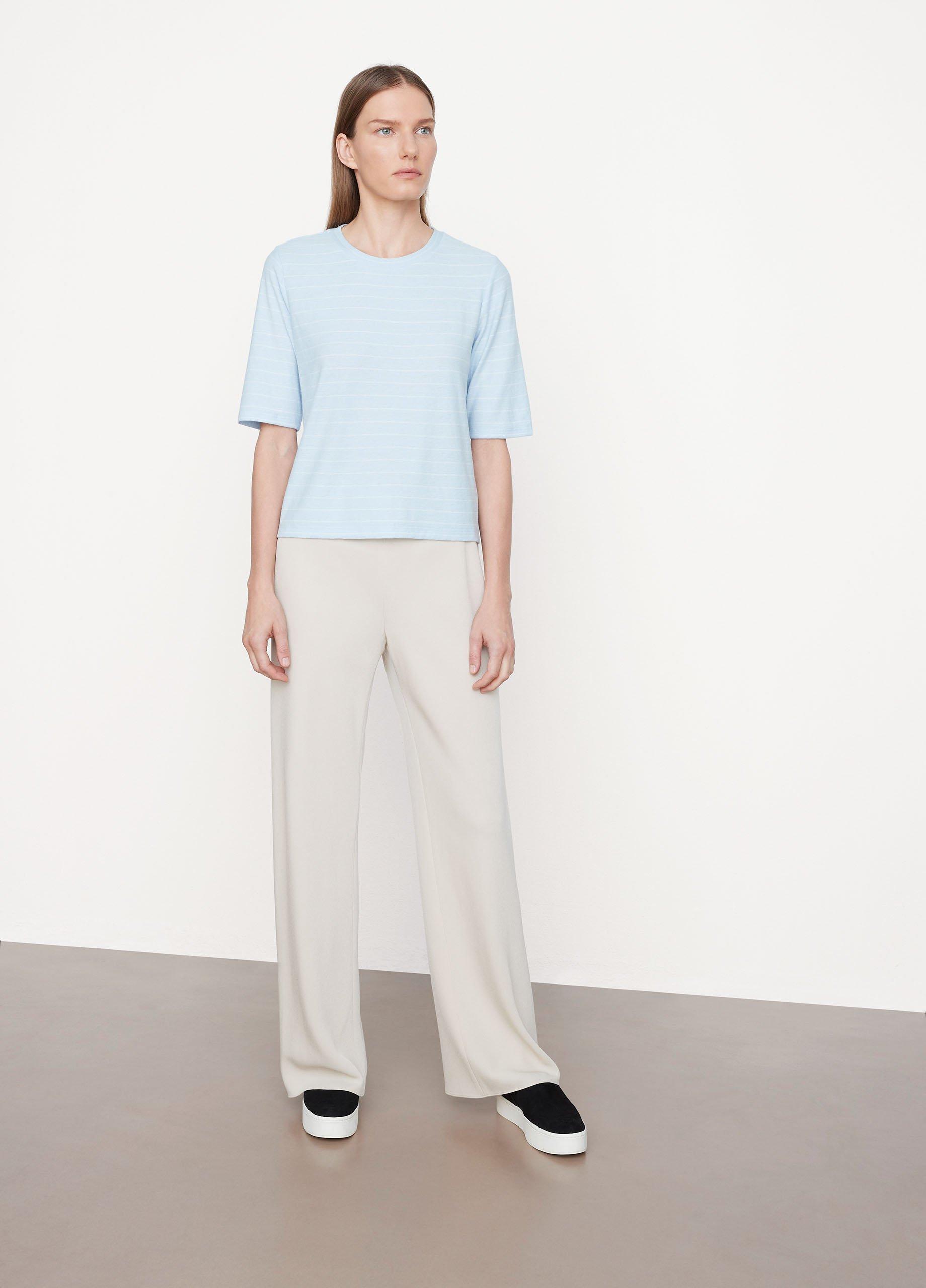 Striped Relaxed Elbow Sleeve T-Shirt in Vince Products Women