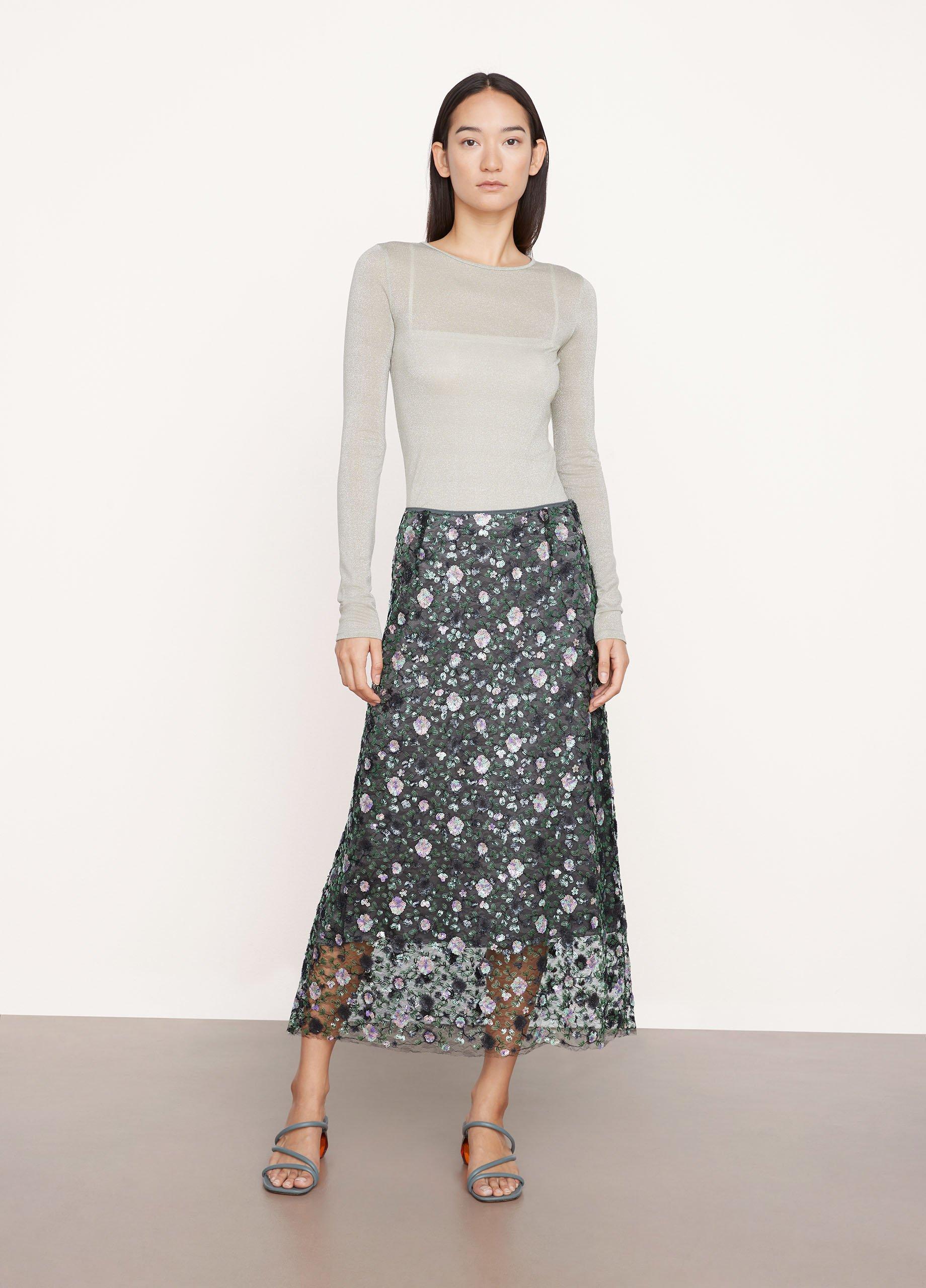 Layered Shimmer Jersey Long Sleeve Crew Neck Top image number 0