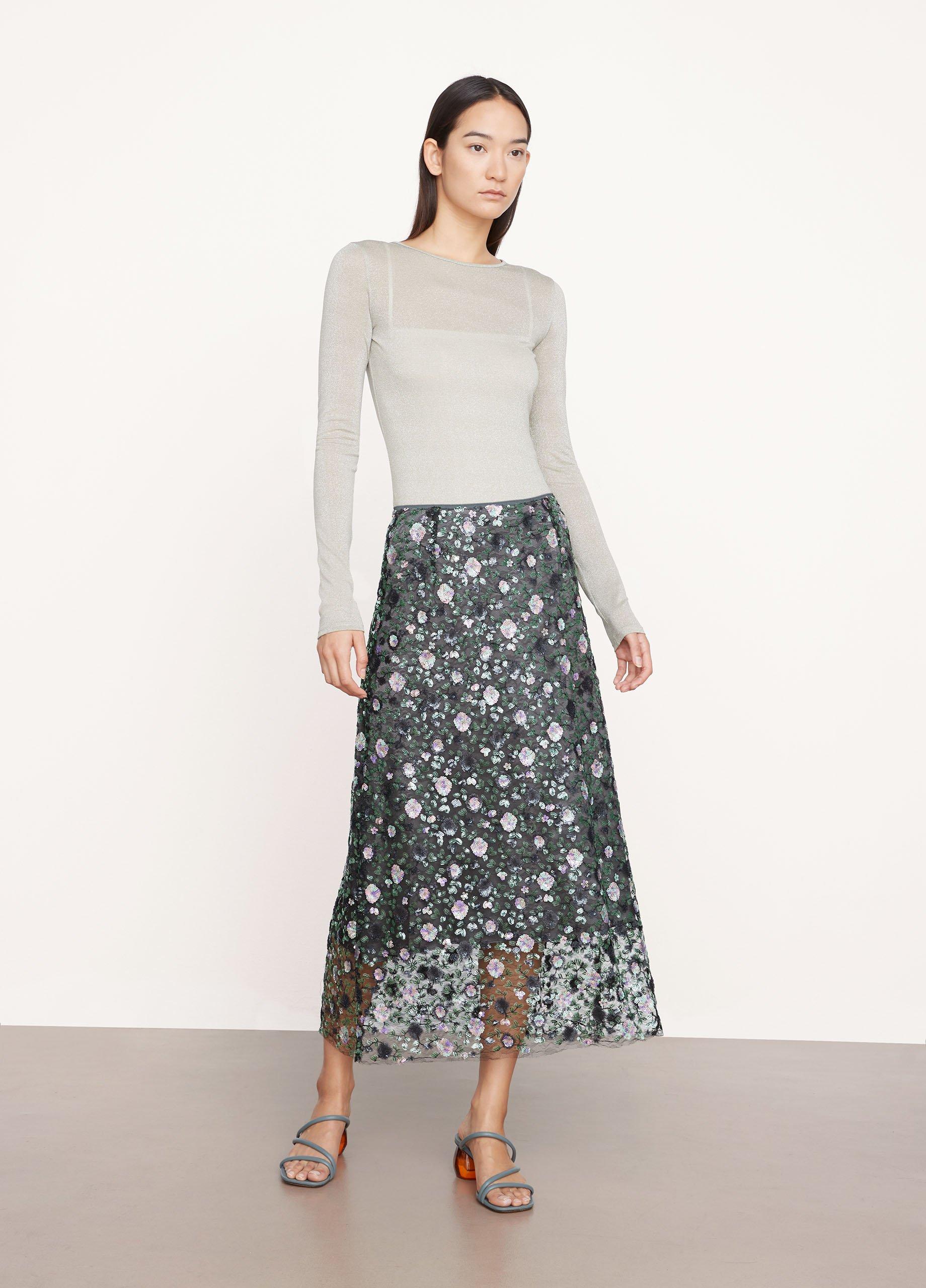 Berry Sequin Slip Skirt image number 0
