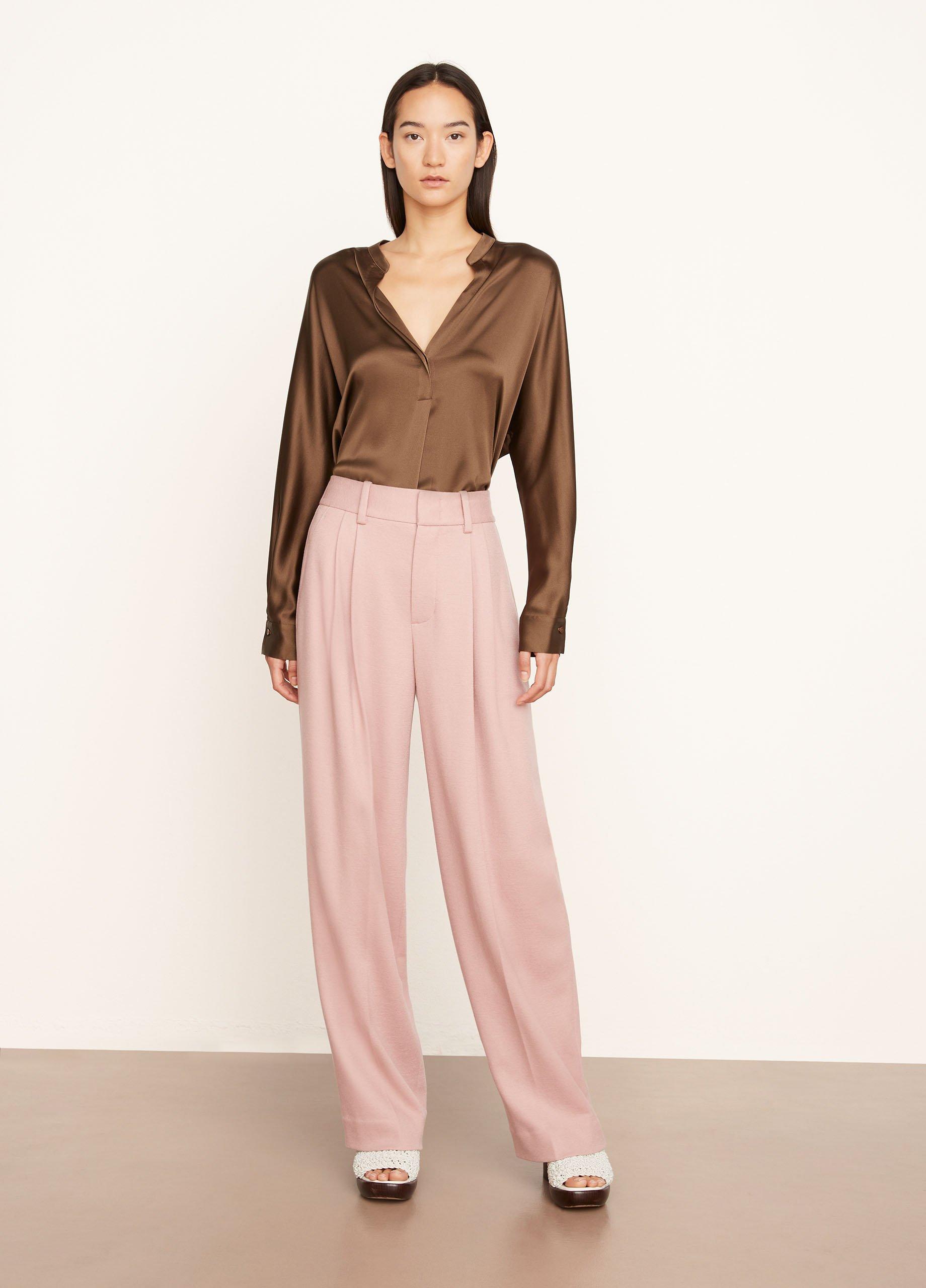 High-Waist Cozy Wool Pleat-Front Trouser in Vince Products Women