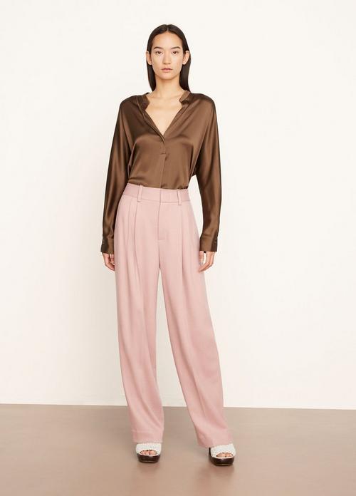High-Waist Cozy Wool Pleat-Front Trouser