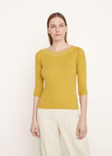 Ribbed Ballet-Neck Wool and Cashmere Sweater image number 1
