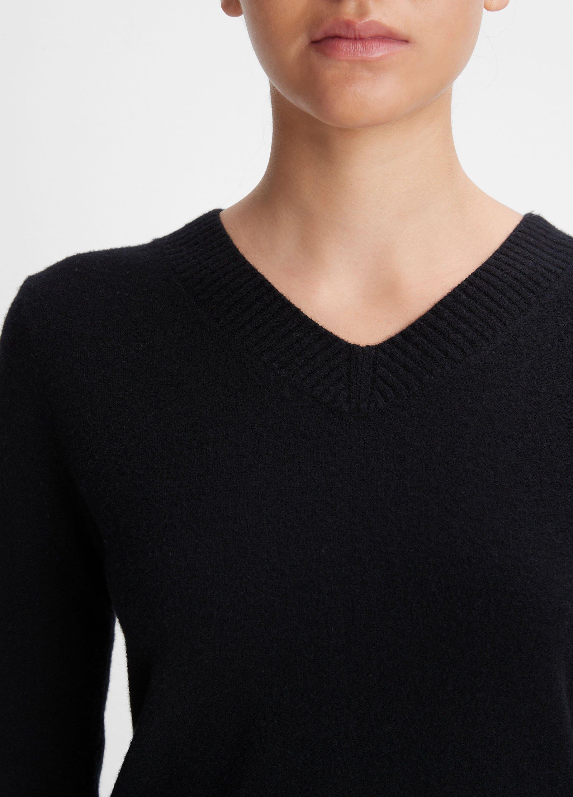 Wool Blend Cropped V Neck Pullover