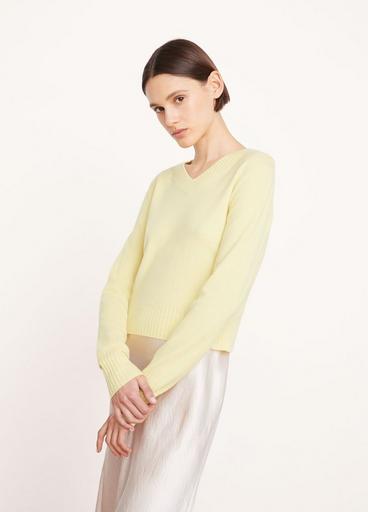 Wool-Blend Cropped V-Neck Sweater image number 2