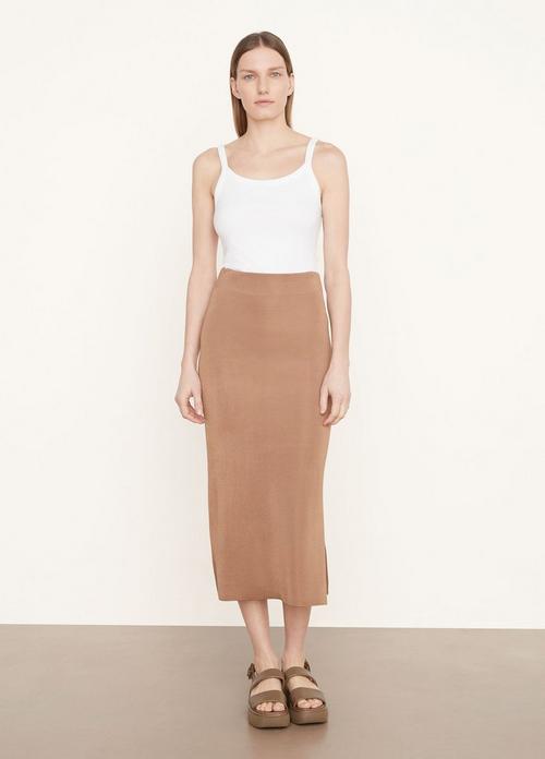 VINCE XL skirt Ombre SILK in French Blue $275 striped mini pleated lined