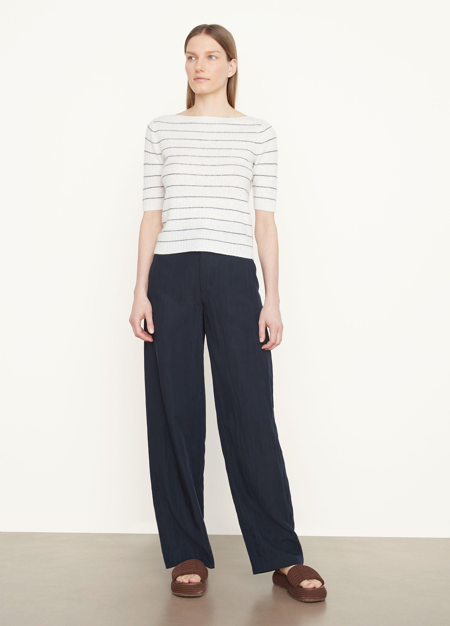Stripe Ribbed Linen-Cashmere Sweater image number 0