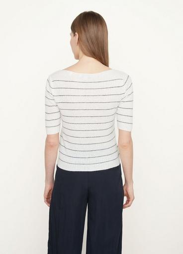 Stripe Ribbed Linen-Cashmere Sweater image number 3
