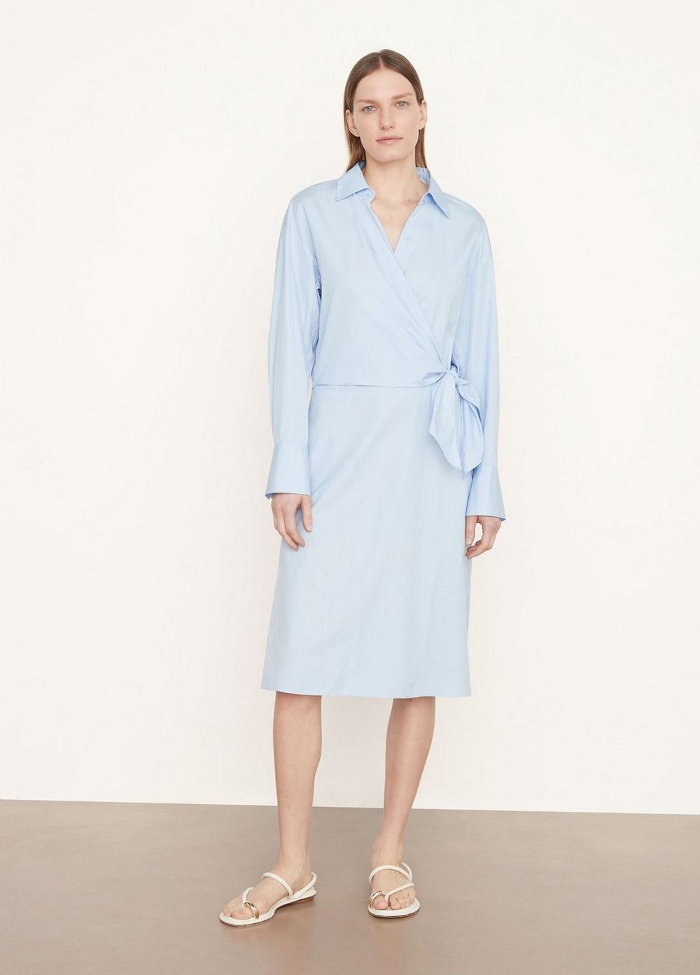 Long Sleeve Wrap Shirt Dress in Vince Products Women | Vince