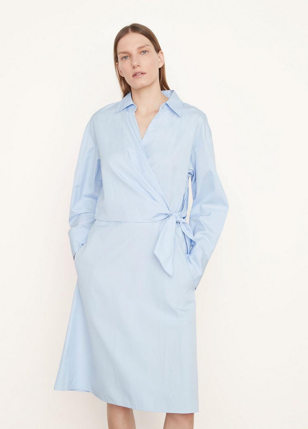 Long Sleeve Wrap Shirt Dress in Vince Products Women | Vince