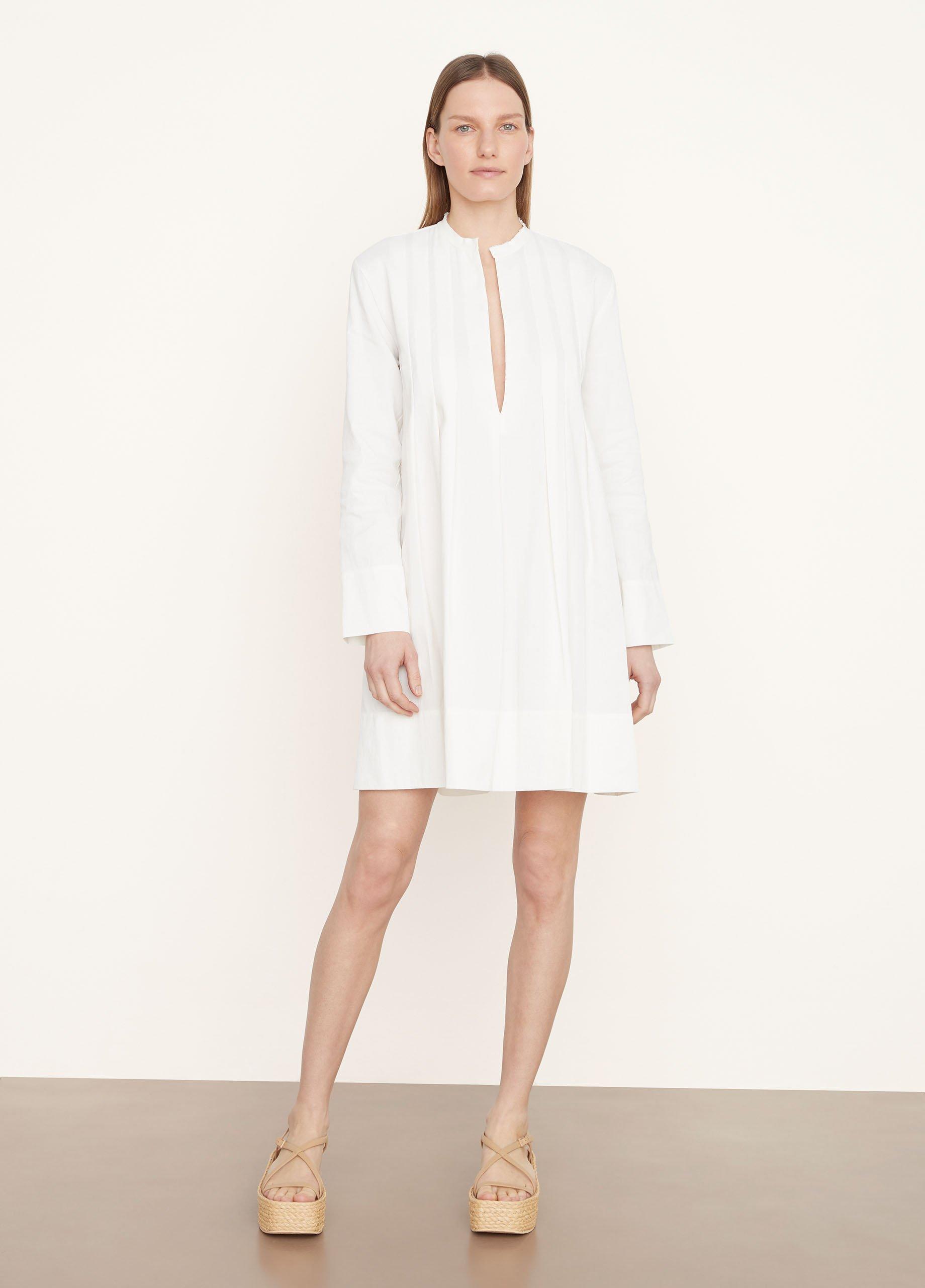 Trapeze-Pleated Long-Sleeve Dress image number 0