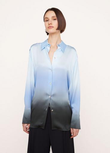 Dip-Dye Ombré Silk Long Sleeve Shirt image number 1