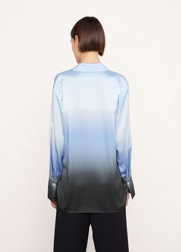 Dip-Dye Ombré Silk Long Sleeve Shirt image number 3