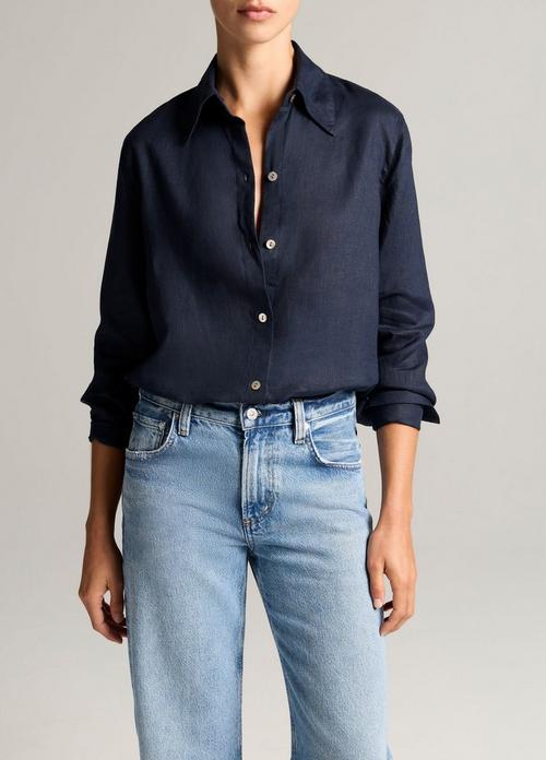 Linen Button-Front Shirt