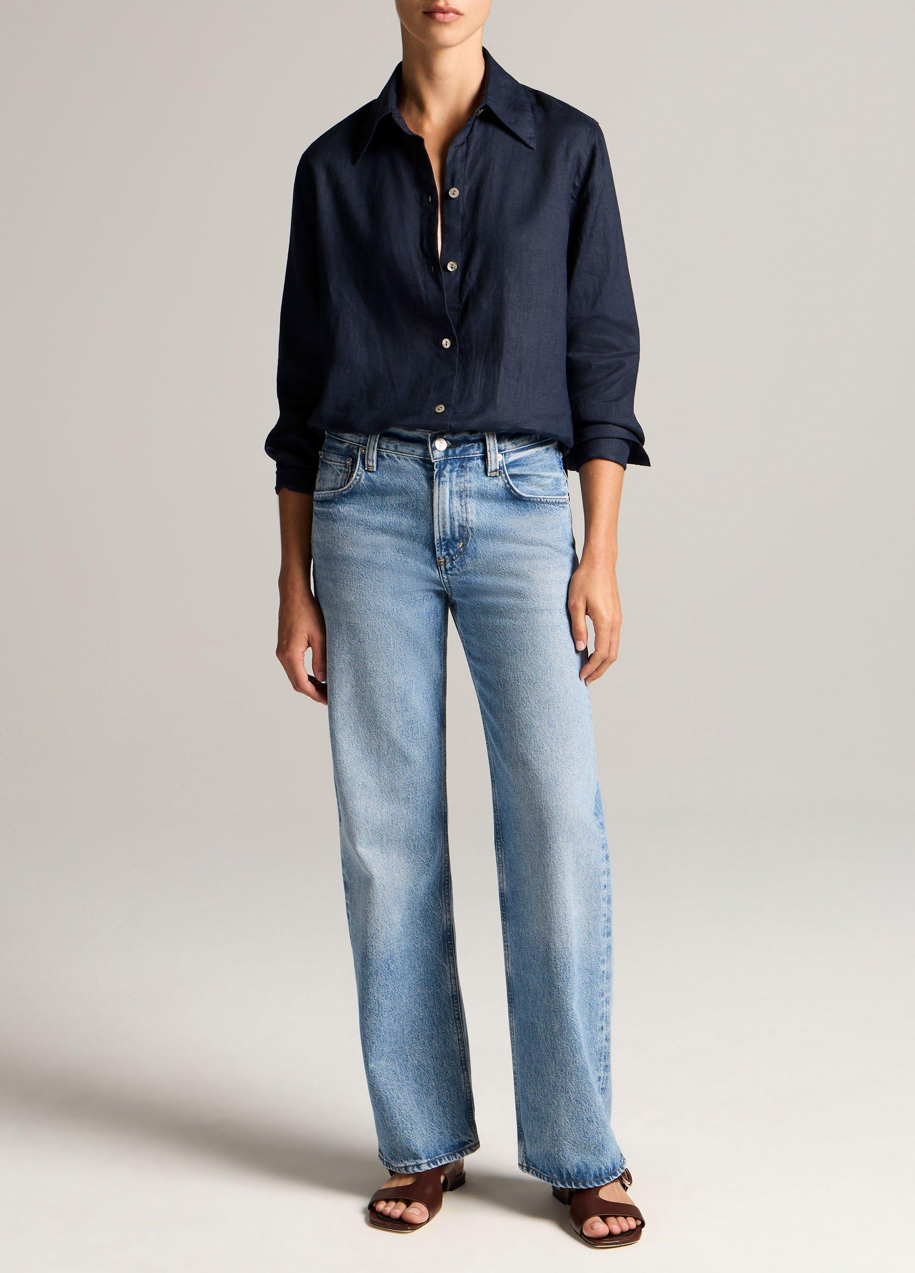 Linen Button-Front Shirt image number 3