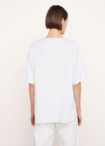 Easy Linen-Blend Split Neck T-Shirt image number 3