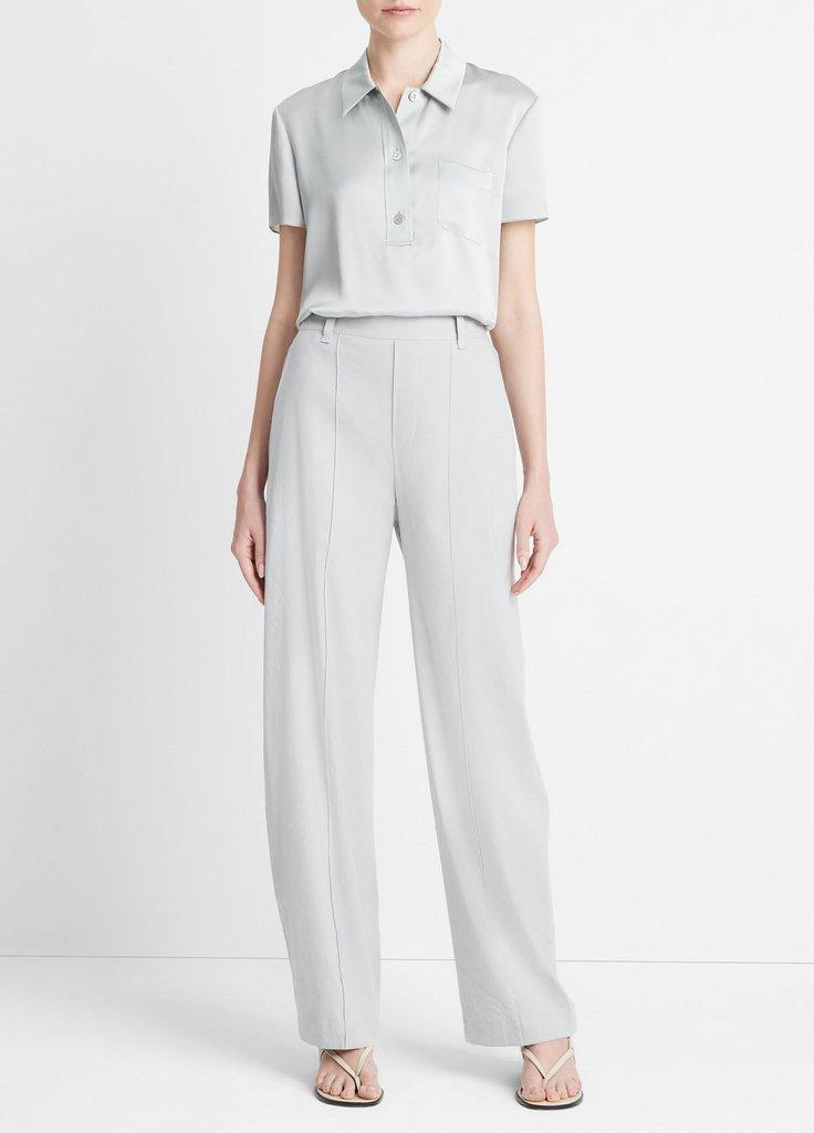 Linen-Blend High-Waist Pull-On Pant in Trousers