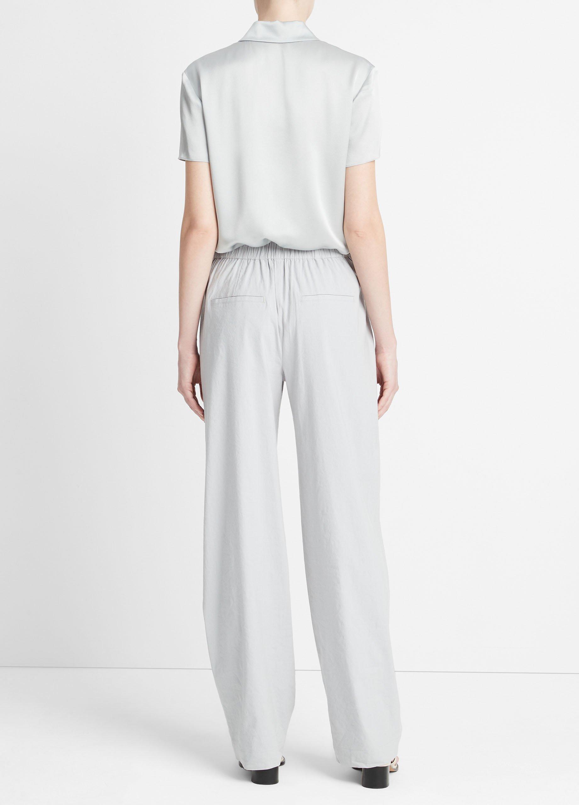 Linen-Blend High-Waist Pull-On Pant