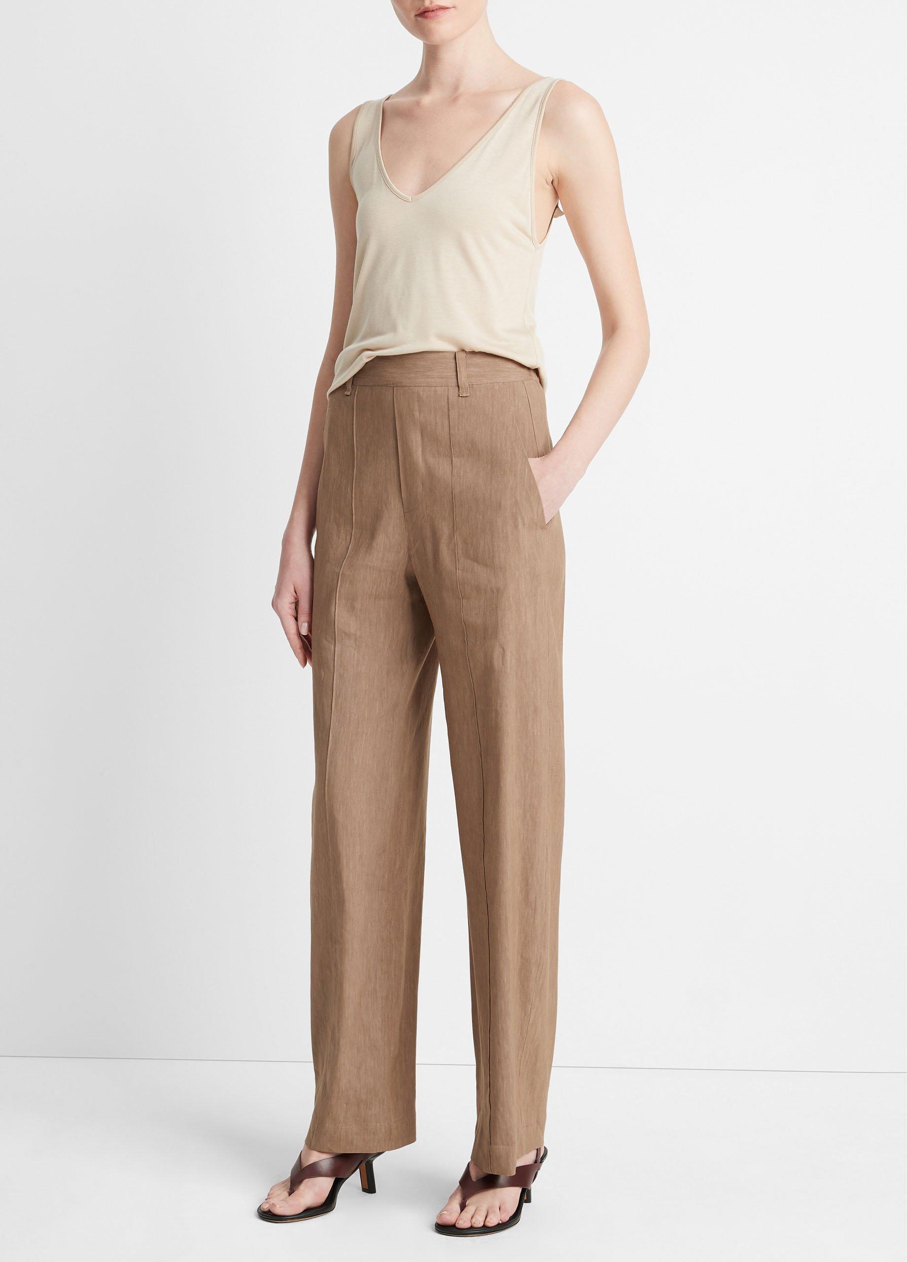 Linen-Blend High-Waist Pull-On Pant in Pants & Shorts