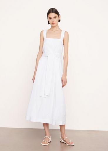 Linen-Blend Square-Neck Midi Dress image number 0