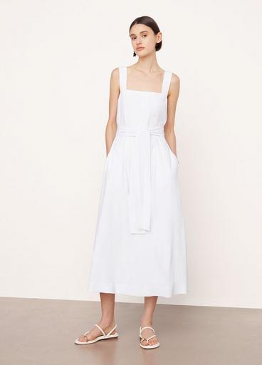 Linen-Blend Square-Neck Midi Dress image number 1