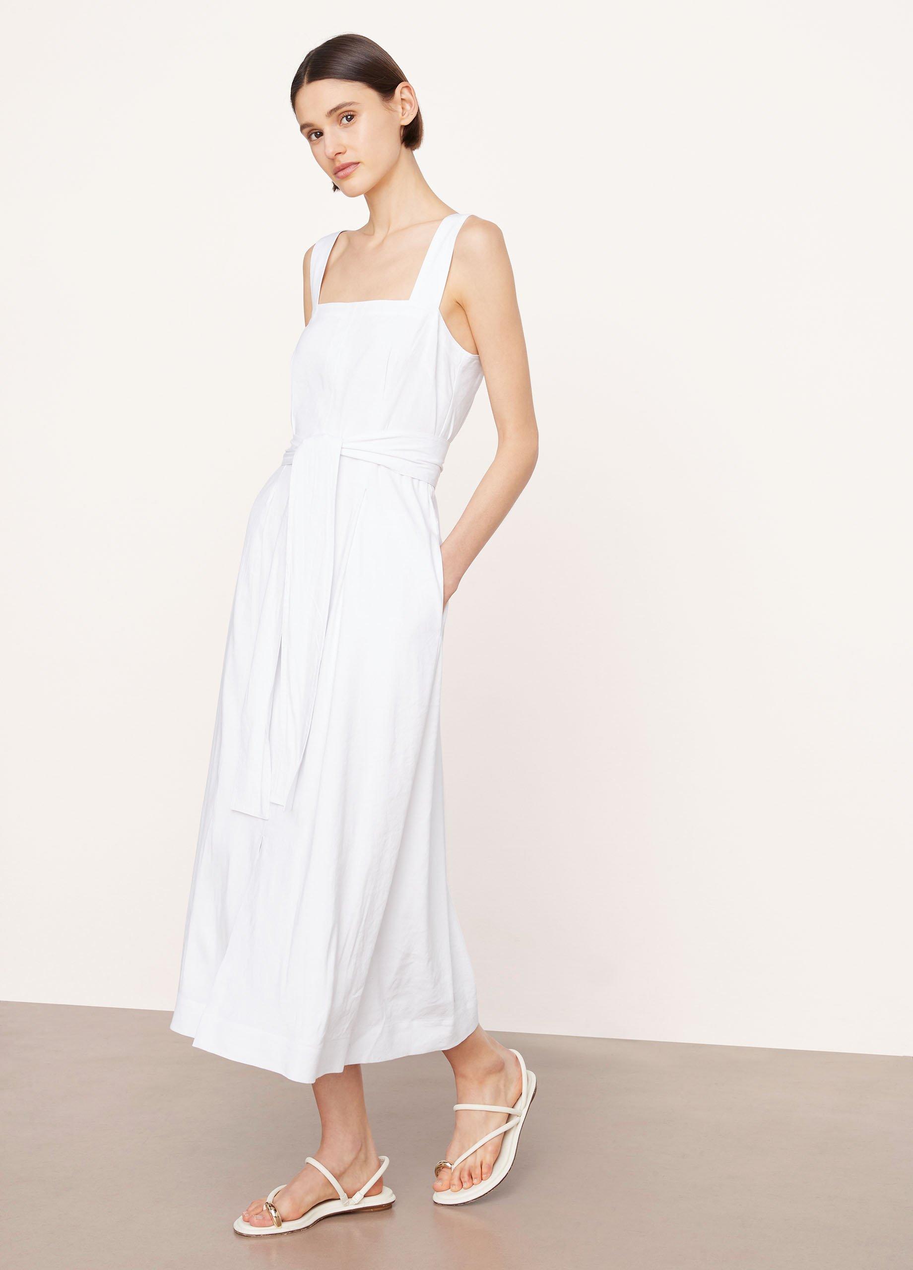 Linen-Blend Square-Neck Midi Dress image number 2