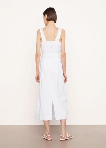Linen-Blend Square-Neck Midi Dress image number 3