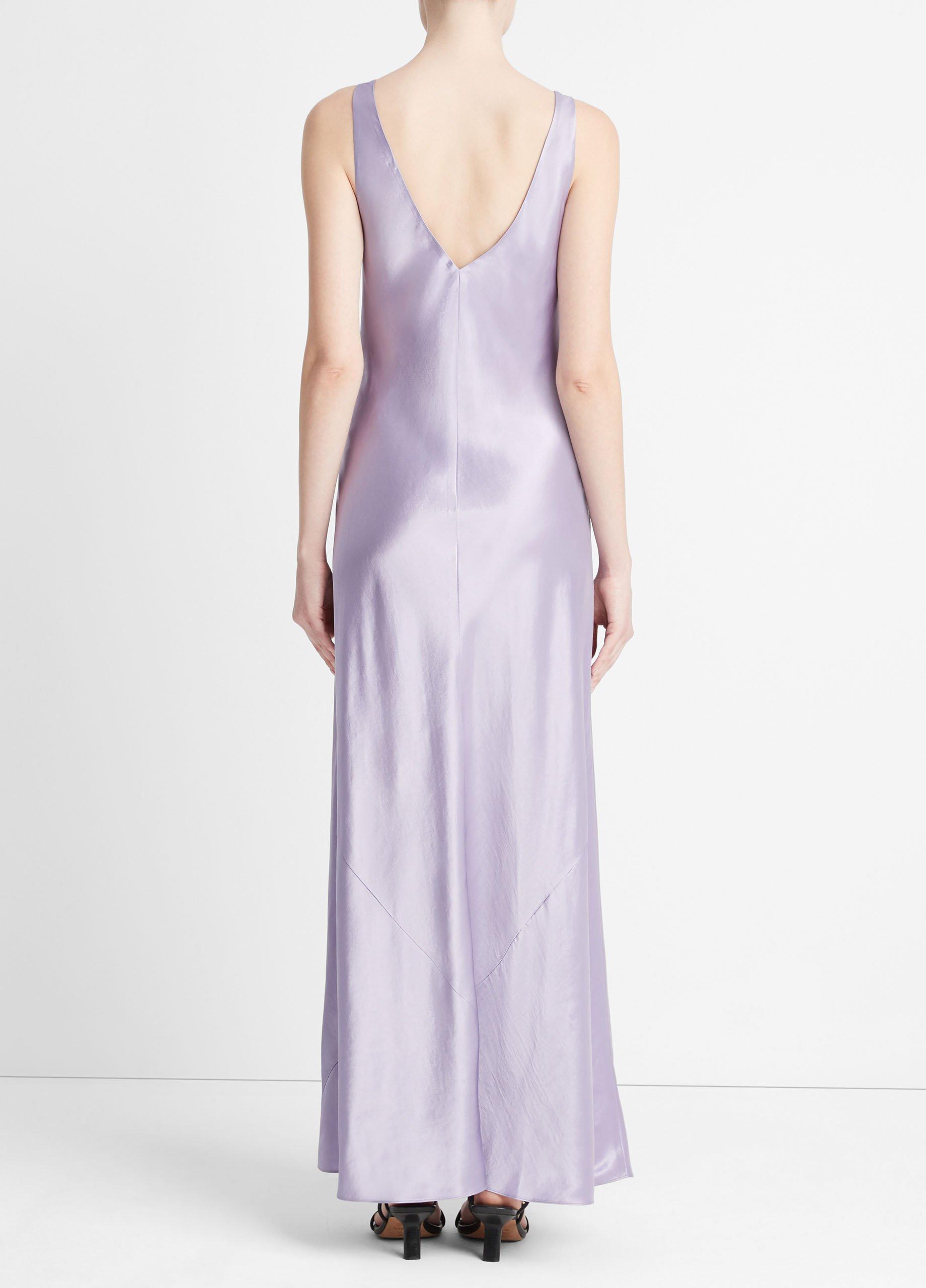 Satin V-Neck Bias Maxi Dress in Dresses & Skirts | Vince