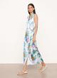Painted Bouquet Sleeveless Draped Pleat Wrap Dress image number 2