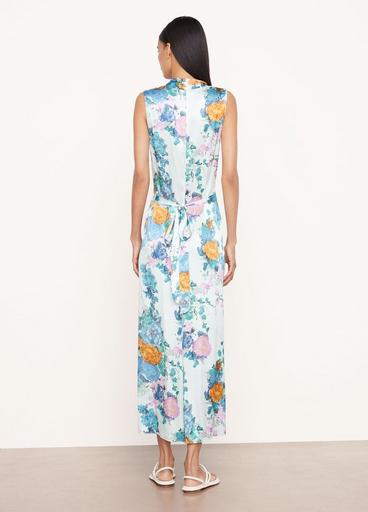 Painted Bouquet Sleeveless Draped Pleat Wrap Dress image number 3
