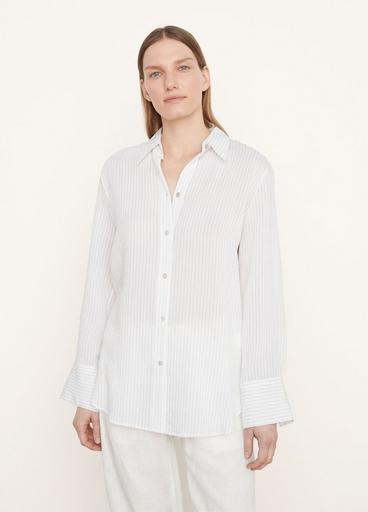 Fine Stripe Relaxed Long Sleeve Shirt image number 1