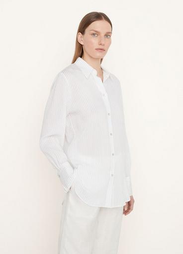 Fine Stripe Relaxed Long Sleeve Shirt in Shirts & Tees | Vince