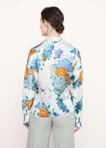 Painted Bouquet Silk Sculpted Long Sleeve Shirt image number 3