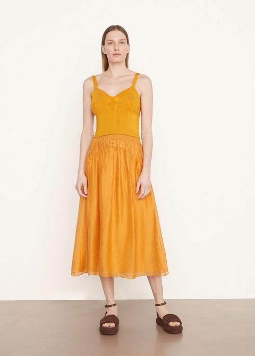 Smocked-Waist Gathered Skirt