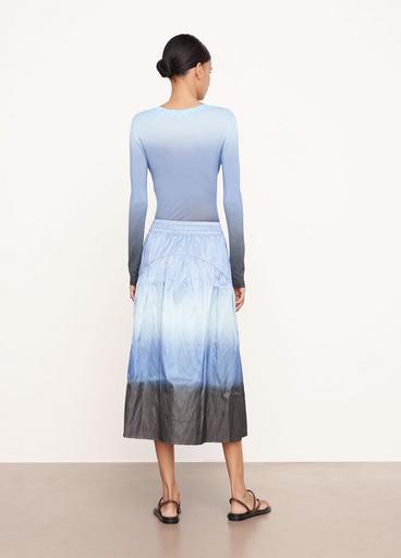 Dip-Dye Ombré Italian Cotton-Blend Tiered Skirt image number 3