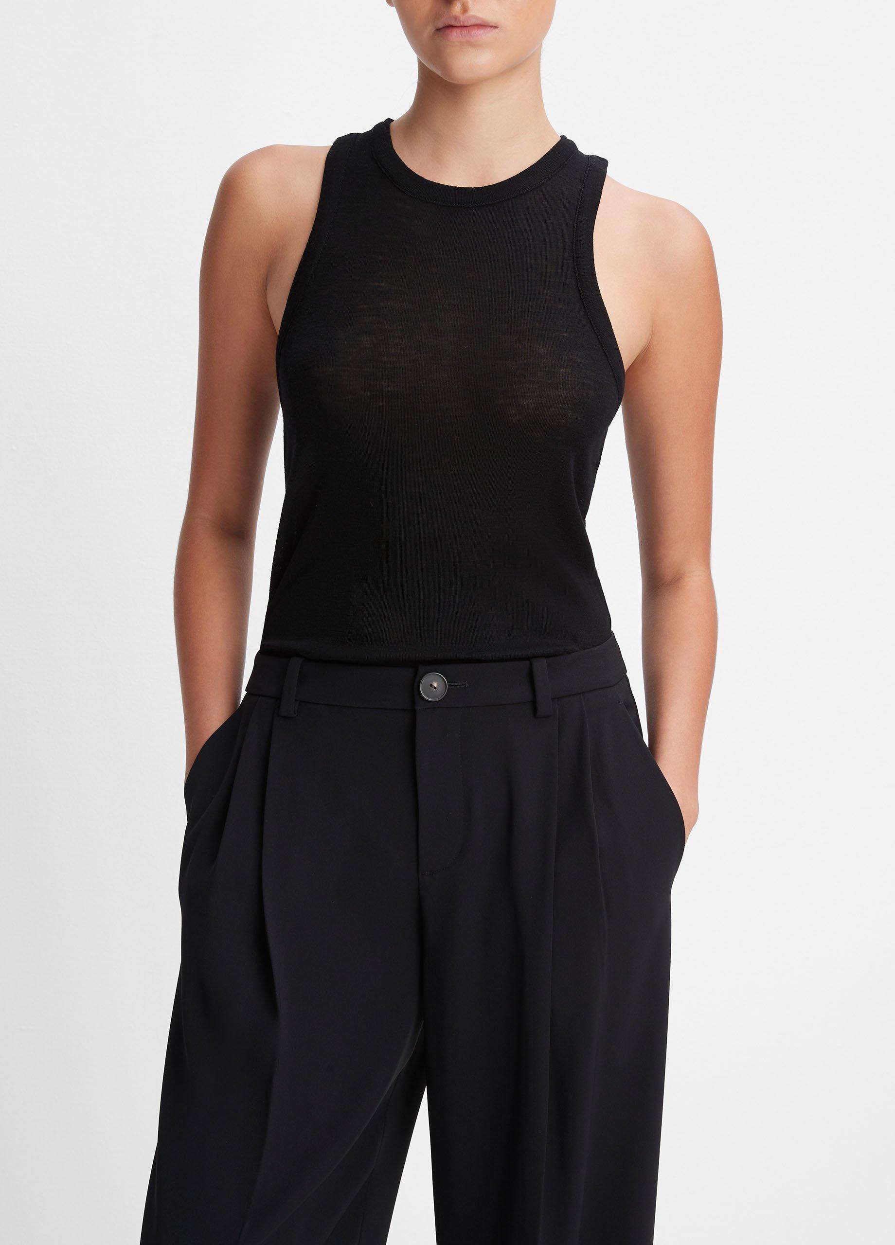 Drop-Waist Pleated Crepe Trouser in Trousers | Vince