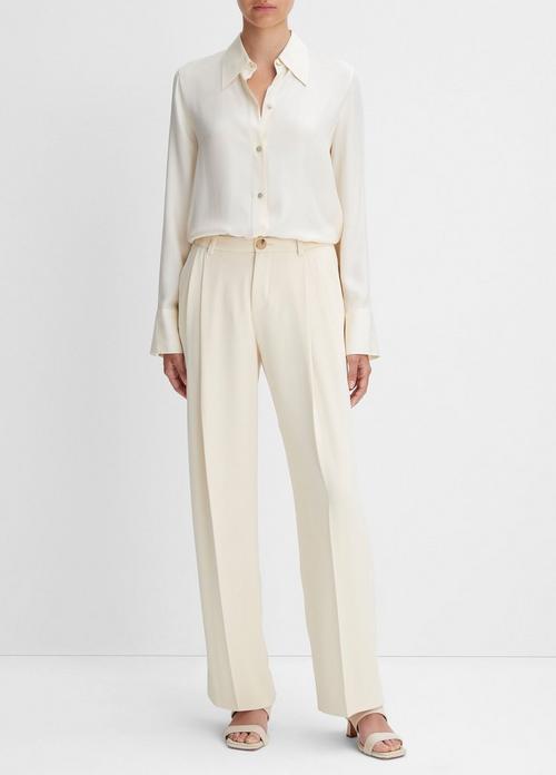 Drop-Waist Pleated Crepe Trouser