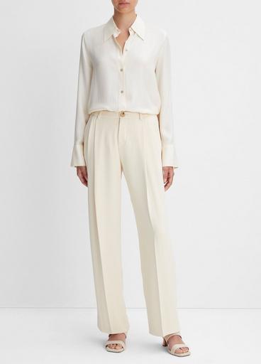 Drop-Waist Pleated Crepe Trouser image number 0