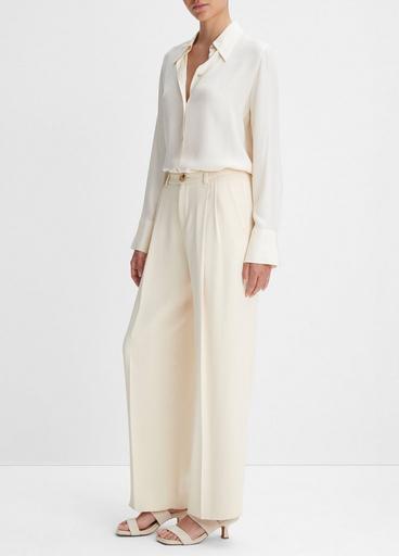 Drop-Waist Pleated Crepe Trouser in Pants & Shorts