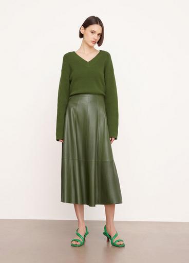 Leather Paneled Midi Skirt image number 0