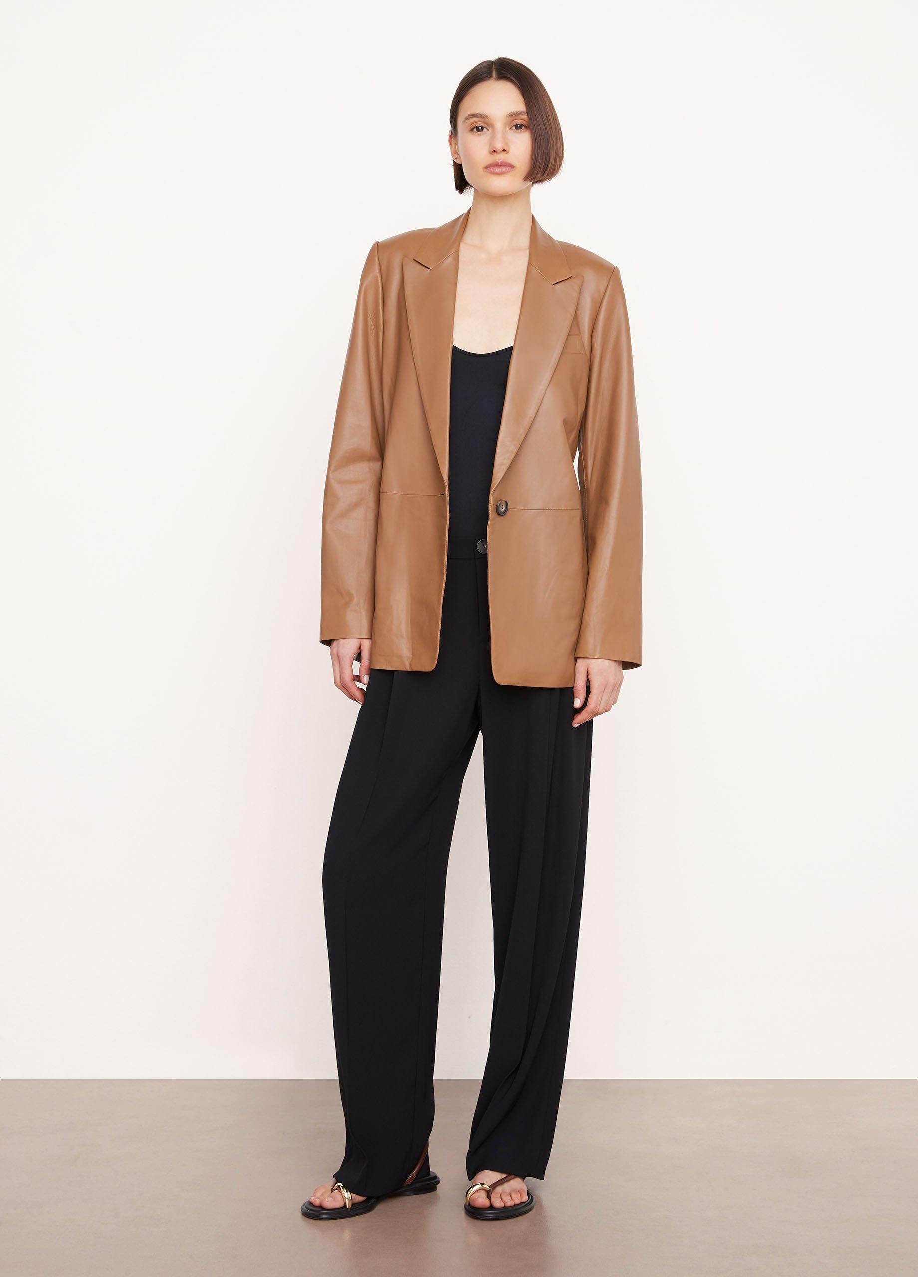 Straight-Fit Leather Blazer image number 0