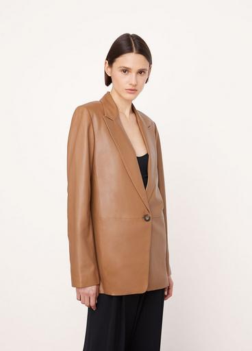 Straight-Fit Leather Blazer image number 2