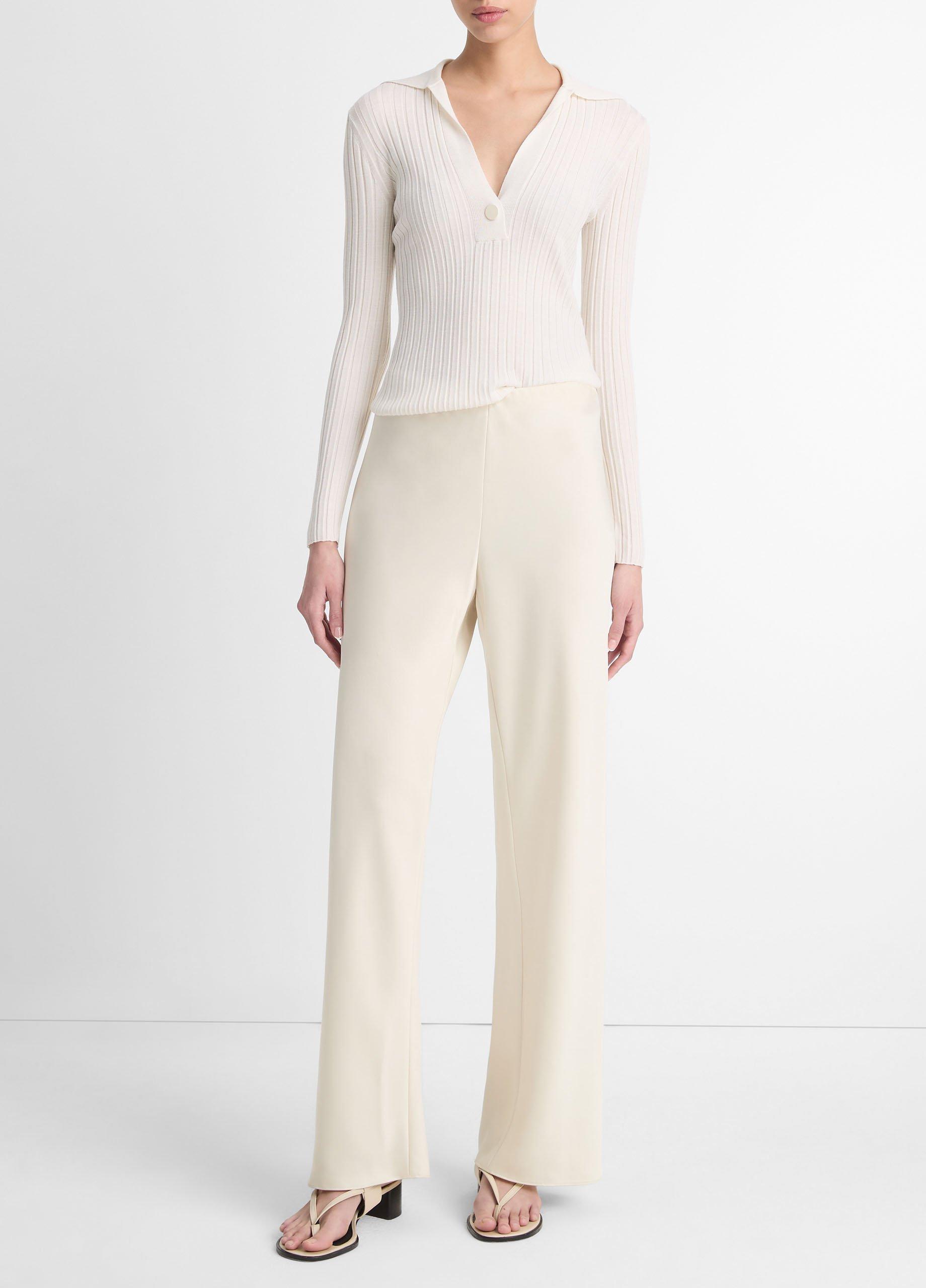 Satin High-Waist Bias Pant in Trousers