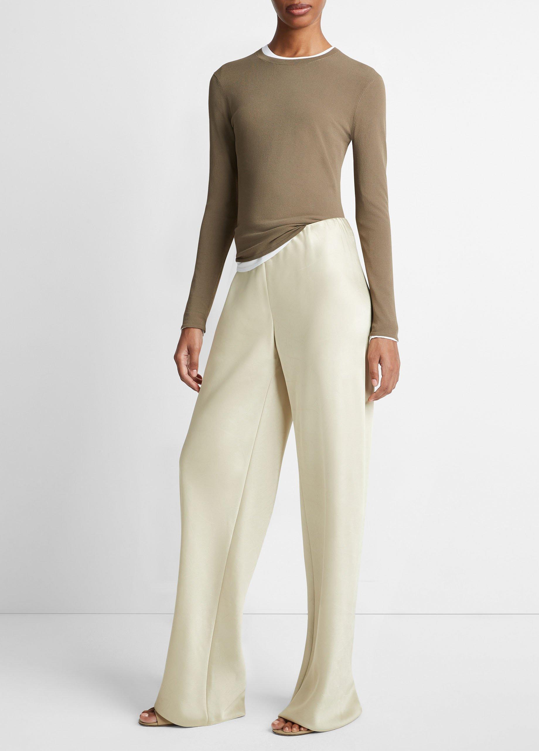 Satin High-Waist Bias Pant in Trousers