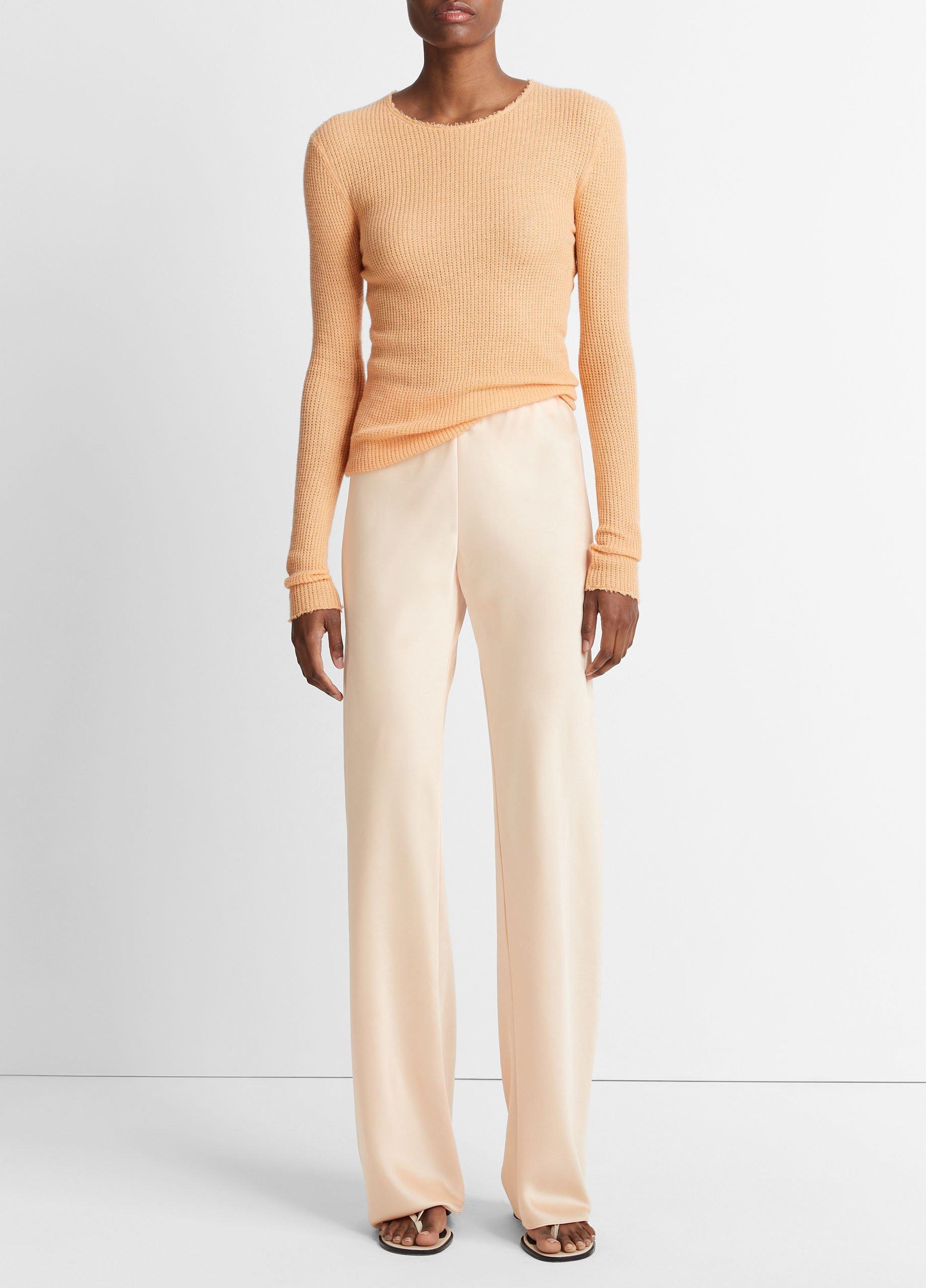 빈스 Vince Satin High-Waist Bias Pant,CANTALOUPE