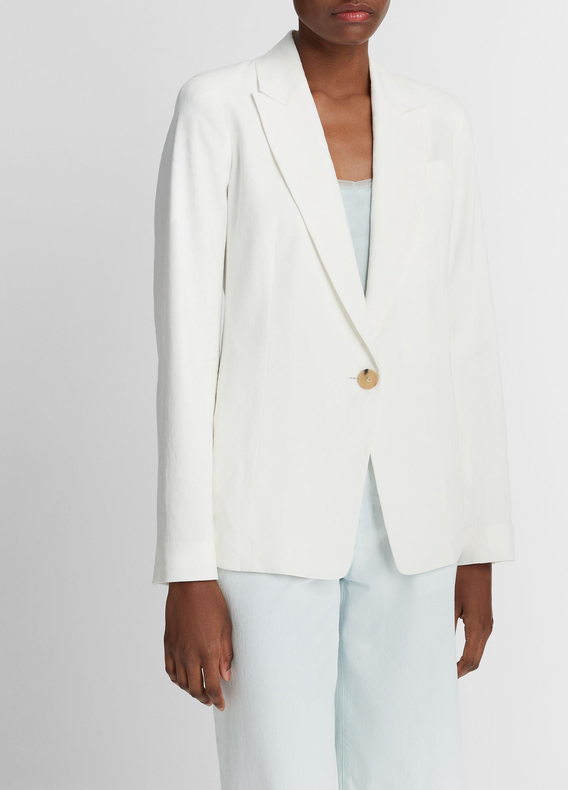 P.A.R.O.S.H. linen single-breasted blazer - White